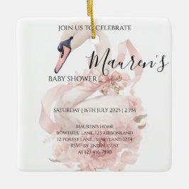 Pink Bow Girl Baby Shower  Julgransprydnad Keramik