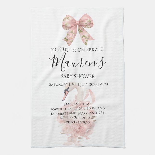 Pink Bow Girl Baby Shower  Kökshandduk (Vertikal)