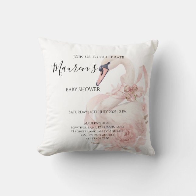 Pink Bow Girl Baby Shower  Kudde (Framsida)