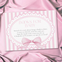 Pink Bow Girl Coquette Striped Baby Shower Books