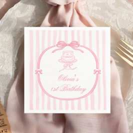 Pink Bow Girl First Birthday Pappersservett