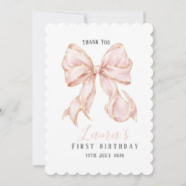 Pink Bow Girl First Birthday Party  Tack Kort