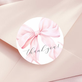 Pink Bow Girl First Birthday Runt Klistermärke