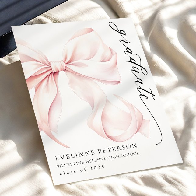 Pink Bow Girl Graduation Invitation Inbjudningar (Skapare uppladdad)