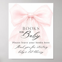 Pink Bow Girl Modern Baby Shower Book Request Poster