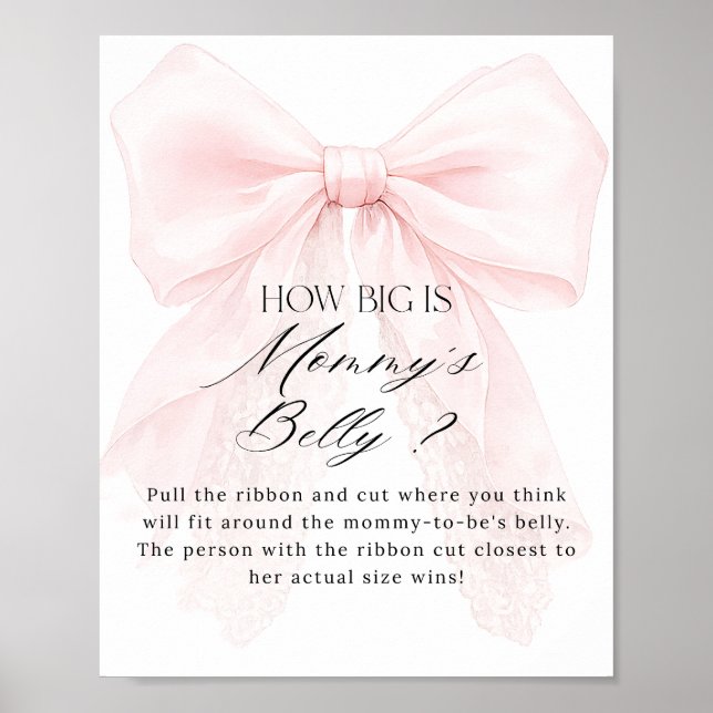 Pink Bow Girl Modern Baby Shower Game Poster (Framsidan)