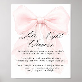 Pink Bow Girl Modern Baby Shower Game Poster