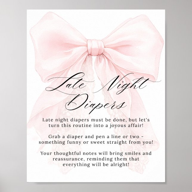 Pink Bow Girl Modern Baby Shower Game Poster (Framsidan)