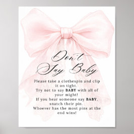 Pink Bow Girl Modern Baby Shower Game Poster