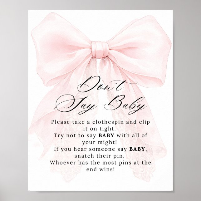 Pink Bow Girl Modern Baby Shower Game Poster (Framsidan)