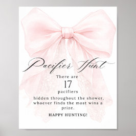 Pink Bow Girl Modern Baby Shower Game Poster