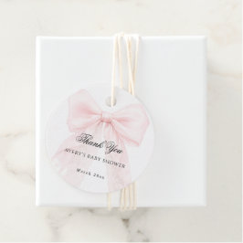 Pink Bow Girl Modern Baby Shower  Gåvor Etiketter
