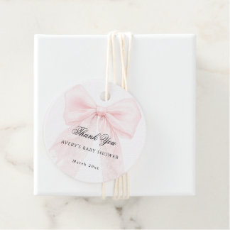 Pink Bow Girl Modern Baby Shower  Gåvor Etiketter