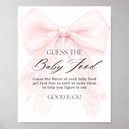 Pink Bow Girl Modern Baby Shower Guess food Poster