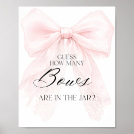 Pink Bow Girl Modern Baby Shower Guess Game Poster