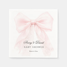 Pink Bow Girl Modern Baby Shower  Pappersservett