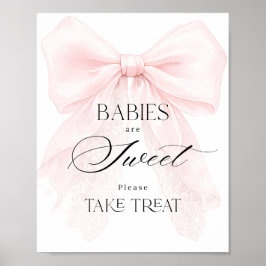 Pink Bow Girl Modern Baby Shower Sweet Treat Poster