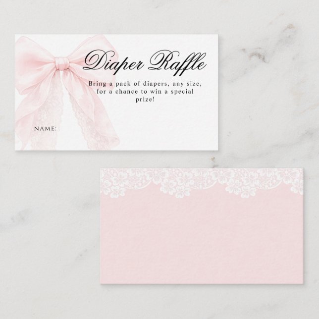 Pink Bow Girl Modern Baby Shower  Tilläggskort (Fram/baksida)