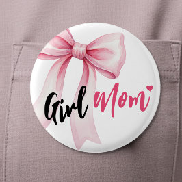 Pink Bow Girl Mom Ribbon Cute Baby Shower Knapp