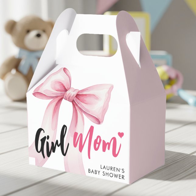 Pink Bow Girl Mom Ribbon Cute Baby Shower Presentaskar (Skapare uppladdad)