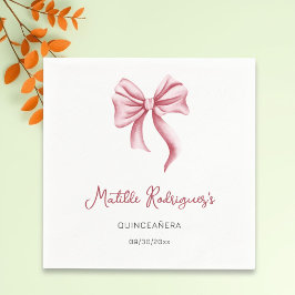 Pink Bow Girl Quinceanera Birthday Pappersservett
