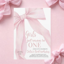  Pink Bow Girls Just Wanna be ONE First Birthday