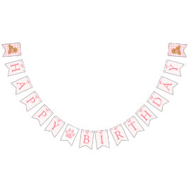 Pink Bow Golden Doodle Birthday Banner Flags Vimplar