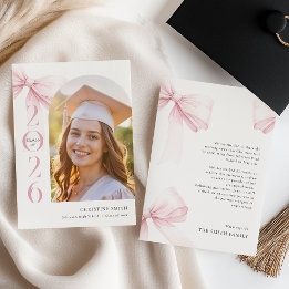 Pink Bow Graduation Announcement Meddelande