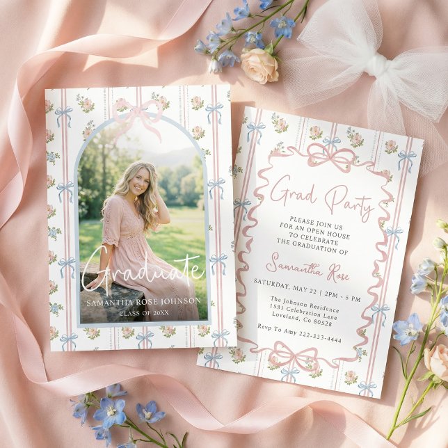 Pink Bow Graduation Inbjudningar (Skapare uppladdad)