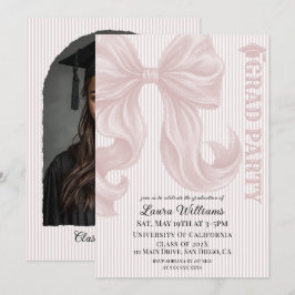 Pink Bow Graduation Photo Inbjudningar