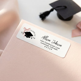 Pink Bow Graduation Return Address Returadress Etikett