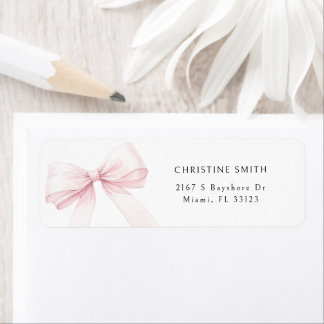 Pink Bow Graduation Watercolor Address Label Returadress Etikett