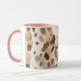 Pink Bow Heart Leopard Mugg