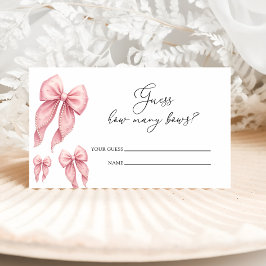 Pink Bow How Many Bows Baby Shower Game Tilläggskort