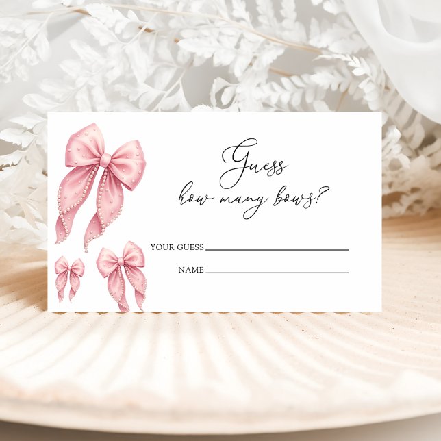 Pink Bow How Many Bows Baby Shower Game Tilläggskort (Skapare uppladdad)