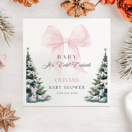 Pink Bow It's Cold Outside Baby Shower Napkins Pappersservett