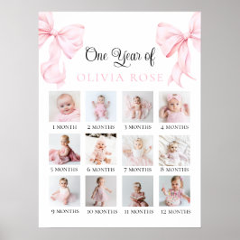 Pink Bow Månatlig Foto Board Födelsedag Poster