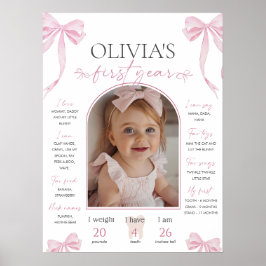 Pink Bow milestone board template, Coquette Pink Poster