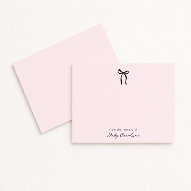 Pink Bow Nursery Note Card Inbjudningar (Skapare uppladdad)