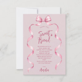 Pink Bow One Birthday  Tack Kort