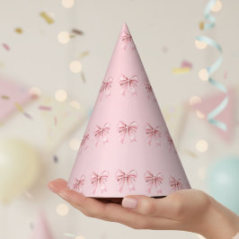 Pink Bow Pattern Birthday Party Hats
