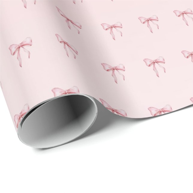 Pink Bow Pattern Gift Wrapping Paper Presentpapper (Rullad Hörn)
