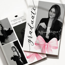 Pink Bow Photo 2026 Graduation Invitation Inbjudningar