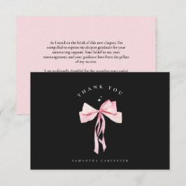 Pink Bow photo black background elegant graduation Tack Kort