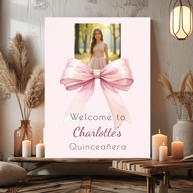 Pink bow photo Quinceanera welcome Poster (Skapare uppladdad)