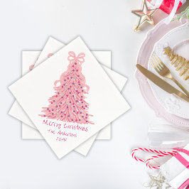 Pink Bow Pink Christmas Tree Pappersservett