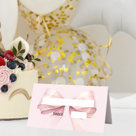 Pink Bow Place Cards | Elegant Folded Placeringskort