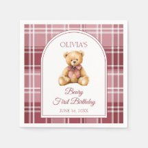 Pink Bow Preppy Teddy Bear 1st Birthday