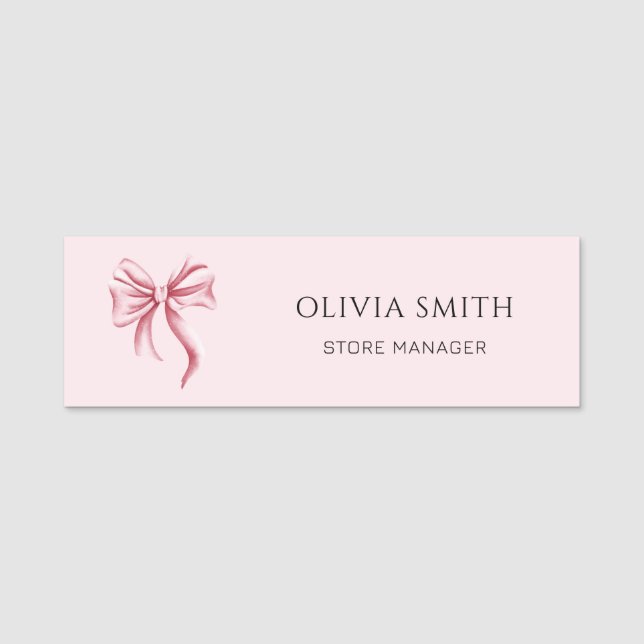 Pink Bow Professional Small Business Namnbricka (Framsida)
