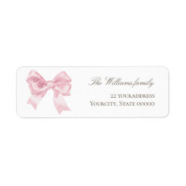 pink bow returadress etikett